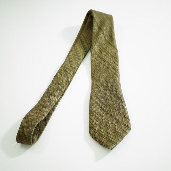 Joseph Abboud Knit Brown Striped Skinny Silk Tie - Picture 7 of 7
